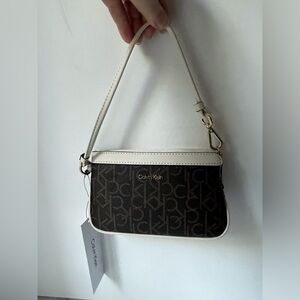 Calvin Klein wristlet wallet brown logo